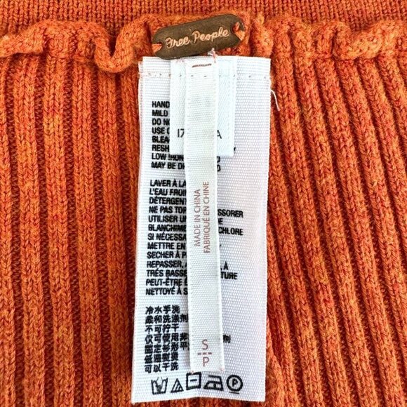 Free People Keep It Real Flare High Waist Mango Ribbed Knit Sweater Pants Small - Picture 8 of 12